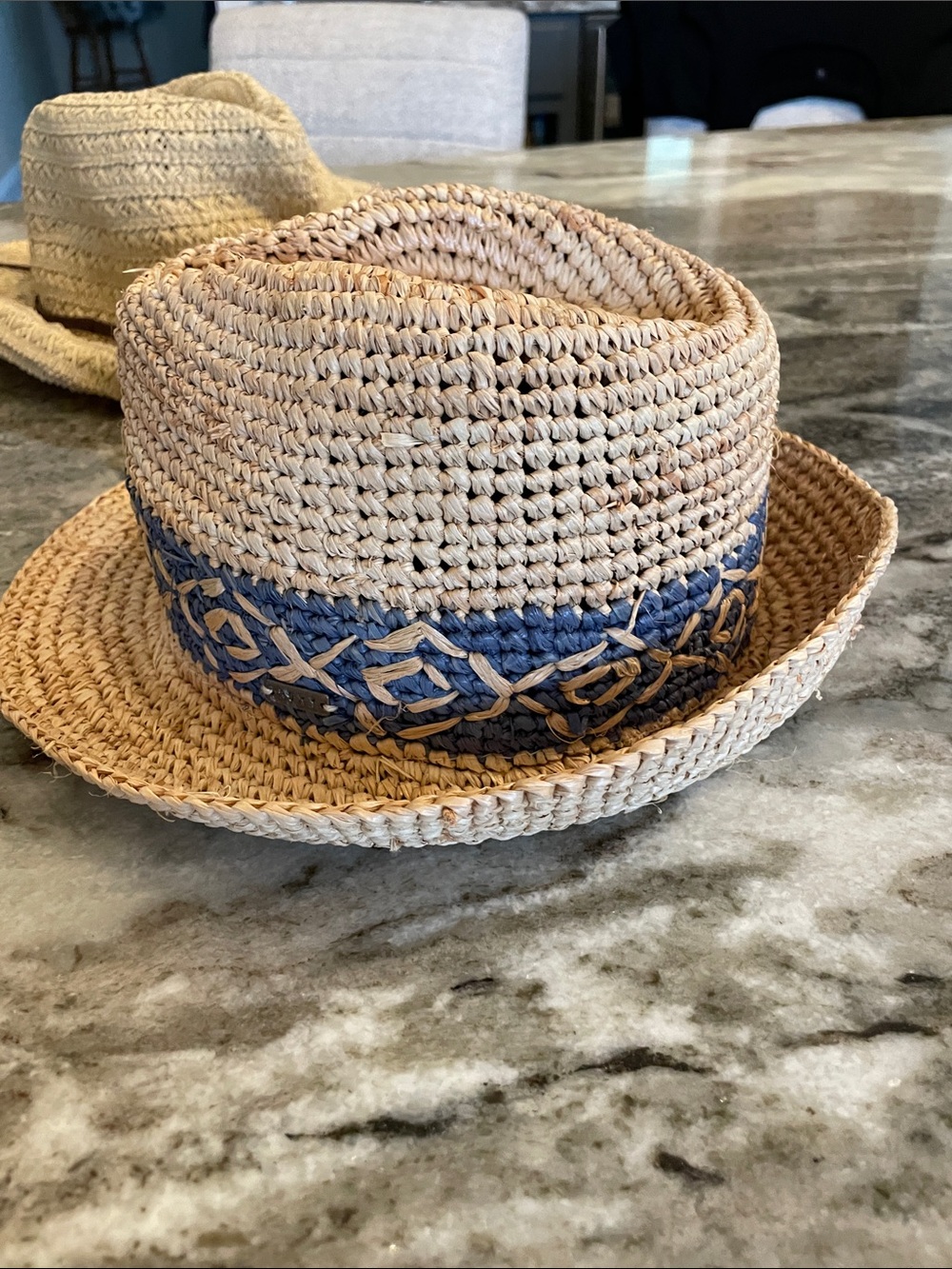 RoxyStraw Fedora Hat with Blue Band